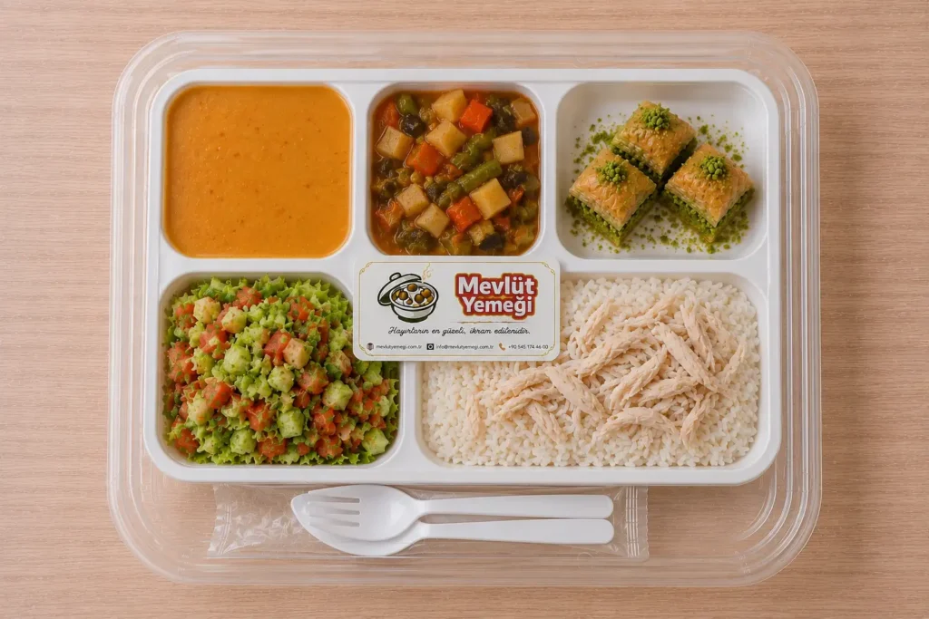 Tavuklu Pilavlı Mevlüt Yemeği Paketli Tabldot Menü